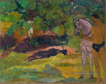 Dans le Vanilla Grove Homme et Cheval Paul Gauguin Peinture à l'huile